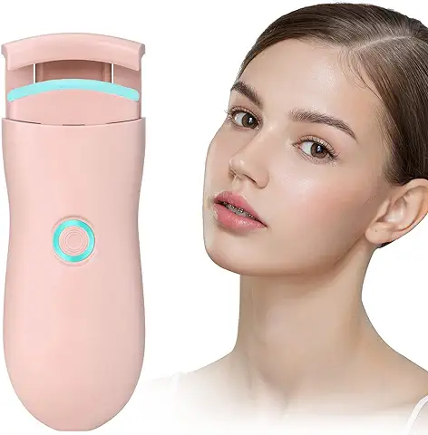 MLEN Rizador Pestañas Rizador de Pestañas Recargable USB Rizador de Pestañas Eléctrico 2 Modos de Calentamiento con Almohadilla de Silicona (Rosa Claro)  