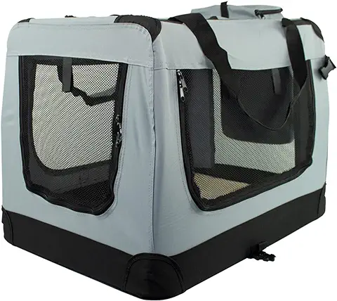 Mobiclinic, Balú, Transportín para Mascotas, Transportín para Perros, Gatos, Conejos, Cobayas, Transportín Portátil y Transpirable, Talla L, Soporta 15 kg, 70x52,5x50 cm, Plegable, Gris  