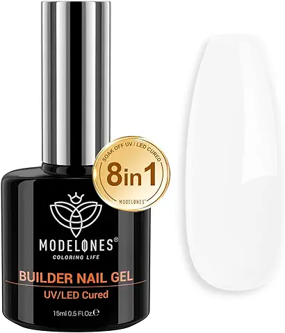 Modelones Gel Uñas 8 en 1, Builder Gel Blanco, Esmaltes Semipermanentes para Uñas, Base Rubber, Reparación, Gel Constructor UñAs, Gel para Extensión de Uñas para Principiantes y Profesionales Navidad  