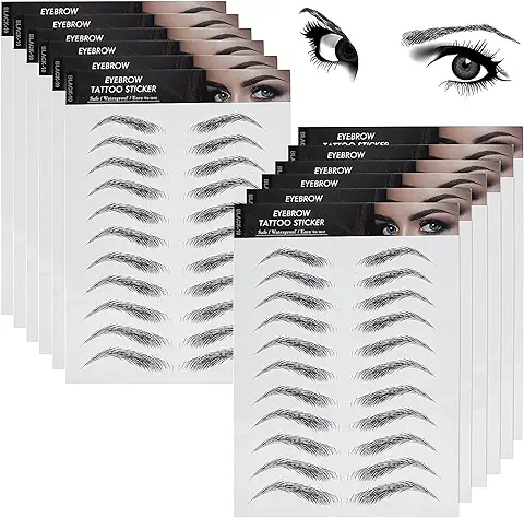 Molain Pegatinas de Tatuajes de Cejas 4D, 12 Hojas, Impermeables, de Larga Duración, para Transferencias de Cejas, Pegatinas de Cejas para Peinar Cejas 1 Estilo, 132 Pares (estilo Clásico)  