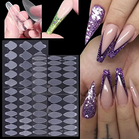 Molde De Extensión De Uñas Postizas - 192 PCS Sistema Duet Formas Etiqueta De Uñas, Extensión De Gel Construcción Rápida Molde De Formas De Uñas Duales, Moldes De Puntas De Uñas Postizas Reutilizables  