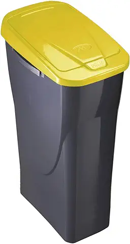 Mondex Cubo 25 L ECOBIN con Tapa de Color Amarillo 21,5x36x51 cm, Mediano  