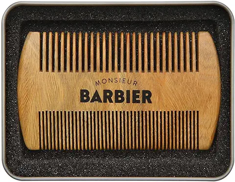 Monsieur Barber - Peine para Barba y Cabello Humano de Madera de Sándalo: 100% Natural  