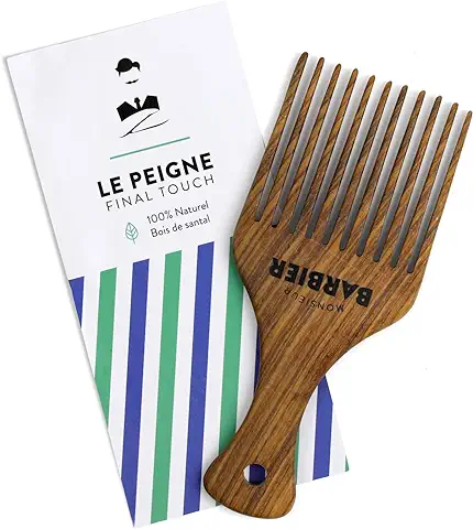 Monsieur Barbier Final Touch Peine Styling 100% Natural de Madera de Sándalo para Barba y Cabello Denso.  