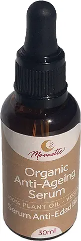 Moonette | Sérum Facial Anti-edad Orgánico para Cara y Contorno de Ojos | Suero Vegano con Almendras Dulces, Aguacate, Lavanda| Antiarrugas, Antimanchas |100% Natural, 30 ml  