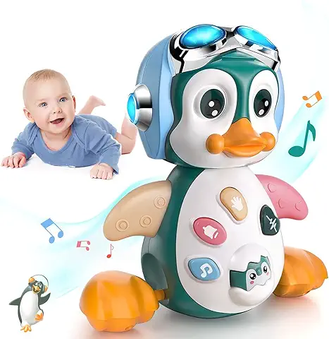 MOONTOY Musicales Juguetes Bebes 6-12 Meses, 1 año para Bebés con Música y Luces LED, Pingüino para Cantar, Bailar, Juegos Regalos para Niños Pequeños de 1 2 3 Años  