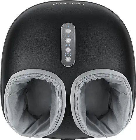 Máquina de Masaje para pies de Medcursor con Función de Calor, Masajeador de Amasamiento Profundo, Ajustes de Varios Niveles e Intensidad Ajustable para uso en el Hogar u Oficina (negro)  