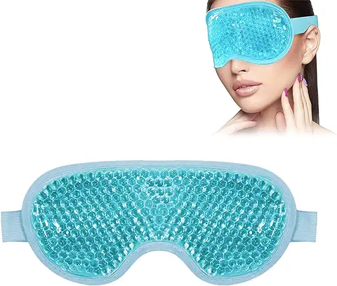 Máscara de Gel para Ojos, Antifaz Refrescante de gel para los Ojos, Antifaz de Gel Para los Ojos, Paquete de Ojos de Gel Reutilizable, para ojos Hinchados, ojos Secos y Dolor de Cabeza, Color azul  