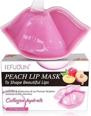 Máscara De Labios, 20 Piezas Máscara de Inyección de Colágeno Hidratantes Mascarillas para Labios Antienvejecimiento Exfoliantes Hidratante Labios (Melocotón)  
