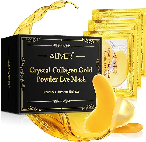 Máscara de ojos de oro de 24 Quilates (25 Pares), Tratamientos de ojos Hinchados y Ojeras, Parches Debajo de los Ojos, Máscara Debajo de los ojos para Hidratación Profunda, Arrugas, Bolsas de ojos  