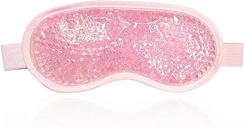 Máscara de ojos Refrescante, Mascarilla de ojos para gel, Reutilizable Máscara con Perlas de gel, Fríos de Calor y Frío, Para ojos Hinchados, Alivio del Estrés-Rosa  