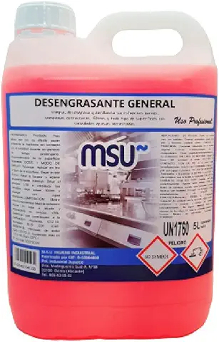 MSU - Desengrasante Profesional de Cocina | Limpia Hornos, Campanas, Filtros | Para Superficies Grasas | Aplicación Fría | Limpia, Desengrasa y Abrillanta | 5 Litros  