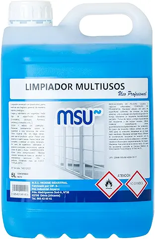 MSU - Limpiador Multiusos Universal con Bioalcohol | Limpia y Abillanta Todo Tipo de Superficies Lavables | Formato Ahorro de 5 Litros, 1 Unidad  