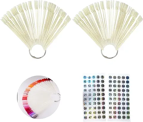 Muestrario Uñas,Muestrario de Uñas para Pintar,Muestrario para Esmaltes de Uñas,Uñas Falsas Muestra,Muestras Uñas para Pintar,Uñas Mostrador,con Pegatinas Digitales 1-100,Natural,100PCS  