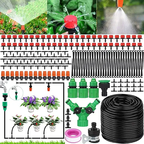 MULEVIP 50M Sistema de Riego Jardín 200 pcs Kit Riego por Goteo de Jardín Pulverizador y Gotero Automatico para Jardin Invernadero Césped Patio Terraza,Automático Rociadores por Goteo Riego de Jardín  