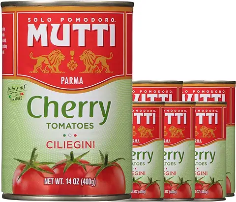 Mutti Tomates Cherry (Ciliegini) 14 Onzas Paquete de 6 Marca de Tomates #1 de Italia Sabor Fresco para Cocinar Tomates Enlatados Apto para Veganos y sin Gluten Sin Aditivos ni Conservantes  