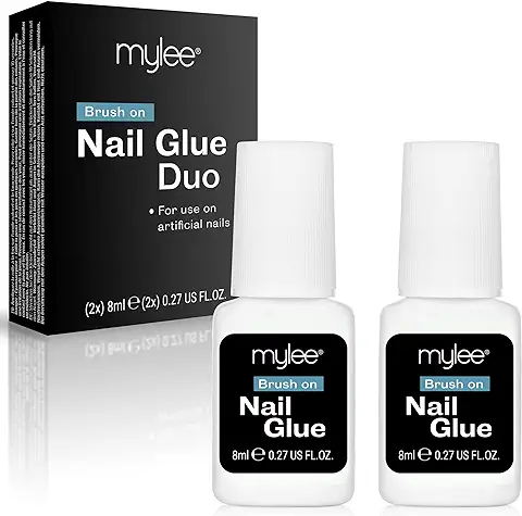 Mylee Pegamento de Uñas Duo con Cepillo - Pegamento para Nail Art – Secado Rápido – Vegano y Cruelty Free  