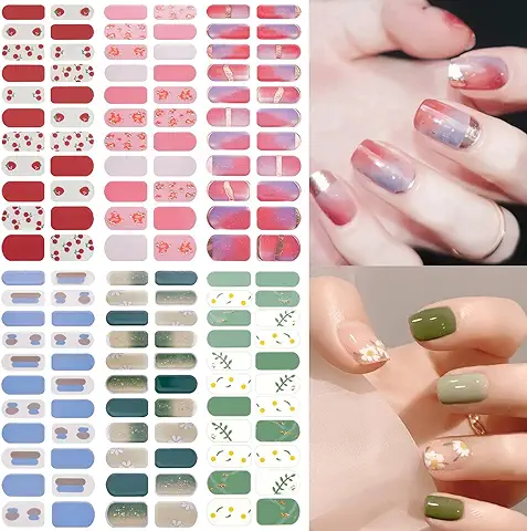 NAILDOKI Pegatinas Uñas Nail Art Stickers, Pegatinas de Esmalte de Uñas Autoadhesivas para Uñas Decoració DIY, Calcomanías Full Cover Nail Stickers  