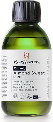 Naissance Aceite De Almendras Dulces Prensado en Frio Puro BIO (No 215) - 250ml - Hidratante Natural Ecológico Pelo, Uñas, Cuerpo, Piel - Emoliente Vegetal Orgánico Para Masaje, Jabones, Estrías  