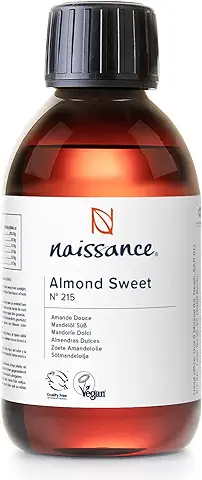 Naissance Aceite De Almendras Dulces Prensado en Frio Puro (No 215) - 250ml - Hidratante y Emoliente Natural Cuidado Cara, Pelo, Uñas, Cuerpo, Piel – Ideal Para Masaje Corporal, Jabones, Estrías  