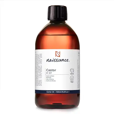 Naissance Aceite de Ricino Puro Prensado en Frio (No. 217) 500ml - Hidratante Nutritivo Natural Pelo Piel Uñas Cejas Pestañas Ojos - Ideal Para Masaje Corporal Facial Crecimiento Barba  