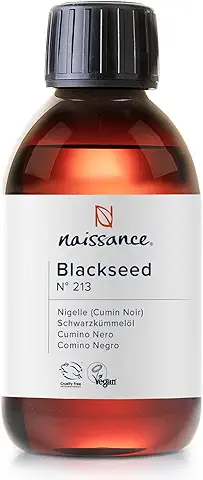 Naissance Aceite de Semilla Negra Prensado en Frío (No. 213) - 250ml (Semilla de Comino) - Natural, Refinar, Vegano - Para Piel, Cara, Uñas, Cuerpo, Cabello, Crecimiento, Champú, Masaje