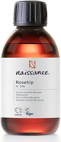 Naissance Aceite Vegetal de Rosa Mosqueta (No. 246) - 250ml - Natural, Vegano, Sin Hexano y no OGM - Hidrata y Nutre Todo Tipo de Pieles, el Cabello y las Uñas  