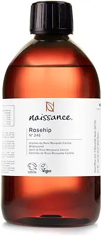 Naissance Aceite Vegetal de Rosa Mosqueta (No. 246) - 500ml - Natural, Vegano, Sin Hexano y no OGM - Hidrata y Nutre Todo Tipo de Pieles, el Cabello y las Uñas  