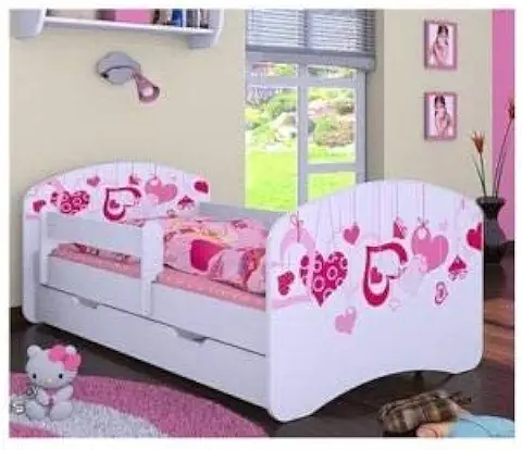 Naka24 - Cama Infantil con Colchón y Cajón, Color Blanco Blanco Corazones Cantantes. Talla:160x80 cm  