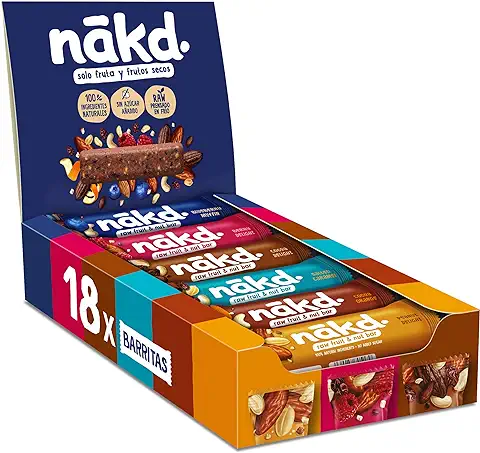 Nakd Pack Multisabores | Barritas Raw de Fruta y Frutos Secos | Ingredientes 100% Naturales | Sin Azúcar Añadido | 18 x 35g  