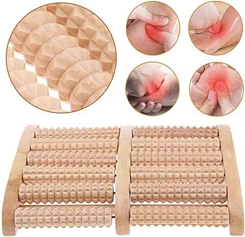 NALCY Alivio del Dolor del Rodillo del Massager del pie dual de Madera para la Fascitis Plantar Heal Spur Acupressure Profundo del Tejido del pie y del Talón  