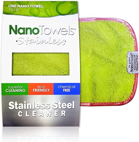 Nano Towels Limpiador de Acero Inoxidable El Increíble Paño de Limpieza Reutilizable de Acero Inoxidable sin Productos Químicos Seguro para Niños y Mascotas Verde Claro 7 x 16 Pulgadas (1 Unidad)  
