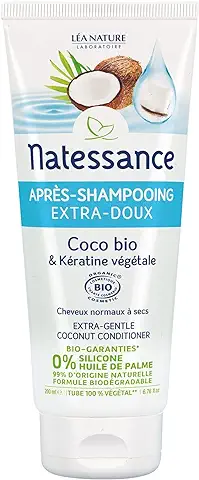 Natessance - Acondicionador Extra Suave - Coco Orgánico y Queratina Vegetal - Certificado Orgánico Cosmos Organic - Tubo 100% Vegetal - 200 ml  