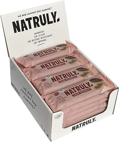 NATRULY Barritas Energéticas BIO Cacao + Cacahuete Sin Azúcar Añadido, 100% Natural y Orgánicas, Sin Gluten, Vegana -Pack 12x40g  