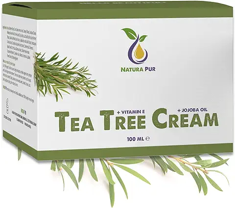 Natura Pur Crema de Árbol de Té para Limpieza, ORGÁNICA 100ml, Vegana - para uso en Pieles con Imperfecciones, Granos en la Cara, Cuidado del Acné  