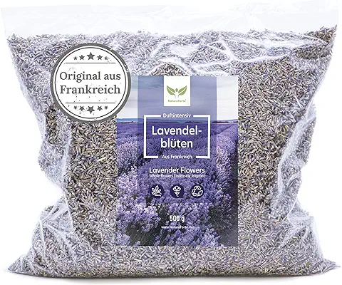 NaturaForte Flores de Lavanda 500g Lavanda sin Aditivos - Azul, Fragancia Intensa, Flores de Lavanda Secas para Almohadas Perfumadas, Bolsas Perfumadas, Bolsas de Lavanda, Fragancia de Popurrí  