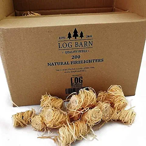 Natural Eco Madera Encendedores de Fuego 200 de Lana de Madera Llama Fuego Arrancadores por Caja. Ideal para Encender Incendios en Estufas  