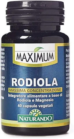Naturando Maximum Rhodiola Suplemento Alimenticio Contra el Estrés y el Cansancio Físico y Mental con Rhodiola y Magnesio - 40 Cápsulas  
