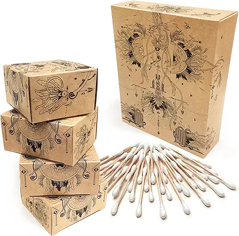 Nature Nerds - Bastoncillos de Algodón (800 Piezas) Hechos de Bambú y Algodón Orgánico, Libres de Plástico, Q-Tips  