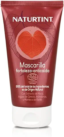 Naturtint Mascarilla Fortaleza Anticaída, Antioxidante, Mantiene el Brillo, Aumenta la Densidad, Para Cabellos Débiles o con Problemas de Caída, 99% Ingredientes Naturales, ECOCERT, 150 ml  