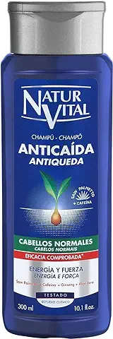 NaturVital - Champú Anticaída, Sin Parabenos, Colorantes ni Siliconas, Champú Natural para Cabellos Normales, Estimula el Crecimiento del Cabello, para Hombres y Mujeres, 300ml  