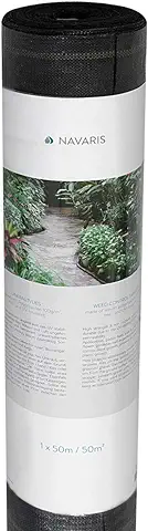 Navaris Malla Antihierbas de 50M² - Tela de Jardinería con Protección UV - Resistente a Roturas - para Las Malas Hierbas - Tamaño XL 1x50M  