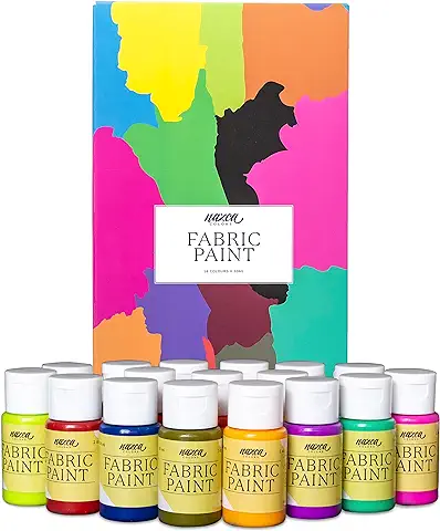 Nazca Colors Pintura Textil Permanente y Lavable Set 16 Colores x 30ml – Acrílicos para Tela y Cuero Ideal para Pintar Ropa, Zapatillas, Camisetas, Vaqueros, Sneakers, Totebags  