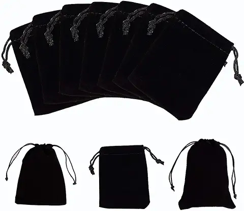 NBEADS 50Pcs Bolsa de Regalo de Terciopelo con Cordón Bolsas de Joyería Bolsas de Dulces Favores de Fiesta de Boda, Negro, 9x7cm  