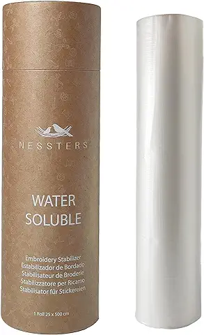Nessters | Estabilizador de Bordado Soluble en agua - Película Transparente Soluble para Bordar a Mano, a Máquina o con Lápiz Bordado - Film Papel Soluble - 25 Micras de Espesor - Rollo 25cm x 5m  