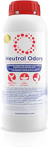 Neutral Odors - Eliminador de Olores de Bajantes (tuberías, Cañerías, Baños,WC). Potente Neutralizador de Olores Profesional para WC, Tuberías y Desagües. Quita Olores fosa Séptica - 1 Litro  