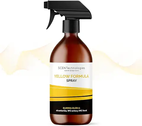 Neutralizador Líquido de Olores Multiusos Spray - Fórmula Yellow - Ideal para Eliminar Olores de Tuberías de Baño, Urinarios y WC Fecal - Aroma Jazmín - 250 ml - SCENTECHNOLOGIES  