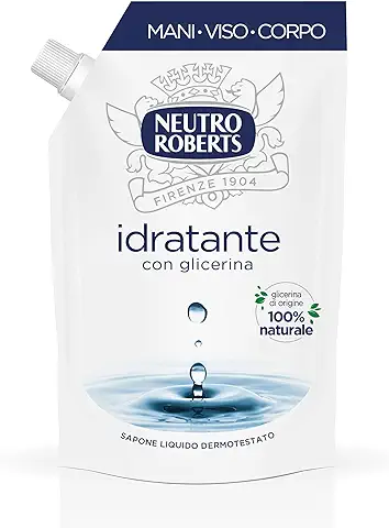 Neutro Roberts Jabón Líquido Ecopouch Hidratante con Glicerina, Recarga Ecológica de Jabón Líquido para las Manos, Dermatológicamente Probado, sin Jabón, Botella de 400 ml  