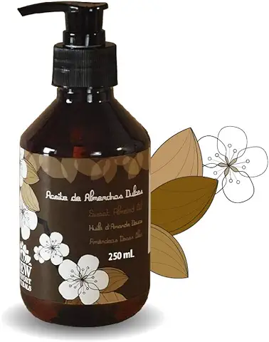 New Comfort Aceite de Almendras 100% Puro y Natural, Hidrata y Cuida Piel, Uñas y Cabello, con Vitamina E, Prensado en Frío, Ámbar, 250 Mililitros  