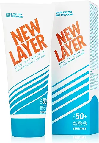 NEW LAYER Protector Solar Sensible | SPF 50+ | Pro Vitamina D | Sin Microplásticos | Reef-friendly | Sin Octocrileno | Resistente al agua | Clima Neutro (200ml)  